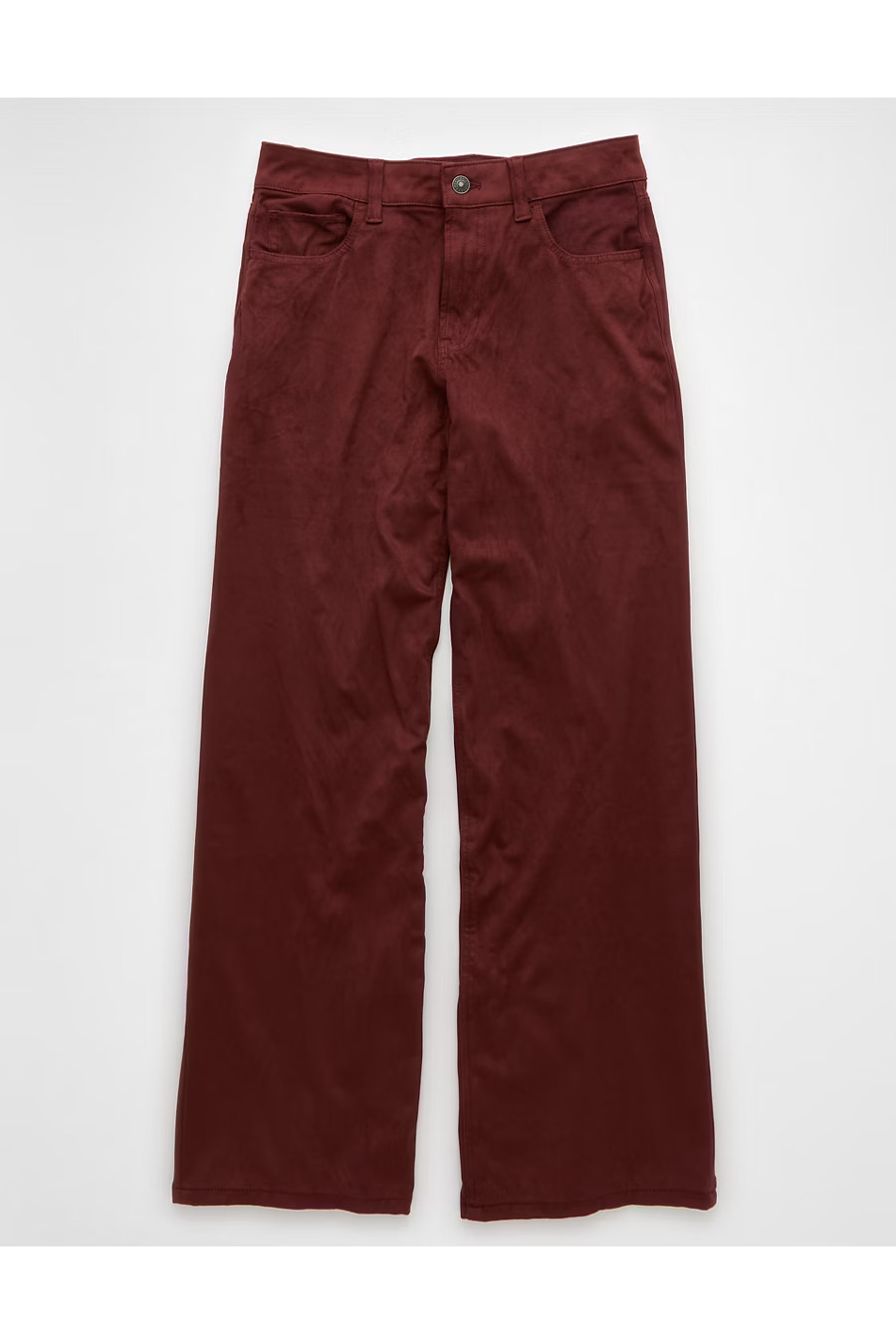 AE Dreamy Drape Sueded High-Waisted Baggy Wide-Leg Pant Women's Burgundy 2 Long | American Eagle Outfitters (US & CA)