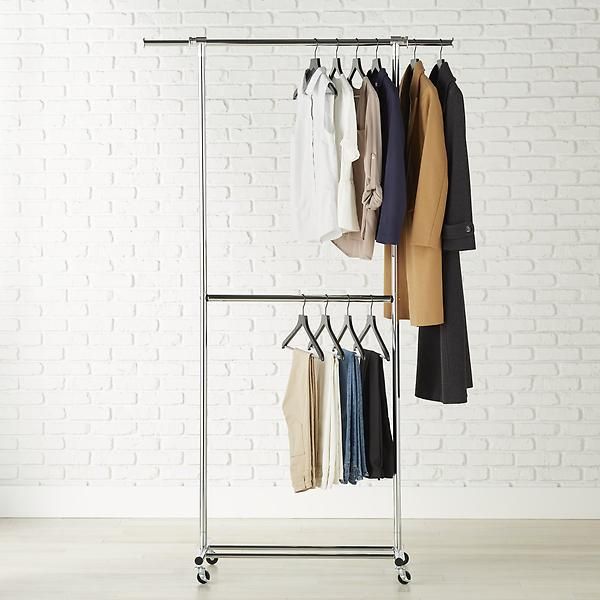 Double Hang Chrome Garment RackBy The Container Store2.910 Reviews$89.99/eaOr 4 payments of $22.5... | The Container Store