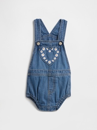 Baby Embroidered Denim Shortalls | Gap Factory | Gap Factory