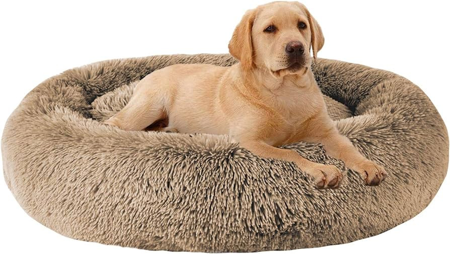 MFOX Calming Dog Bed (L/XL/XXL/XXXL) for Medium and Large Dogs Comfortable Pet Bed Faux Fur Donut... | Amazon (US)