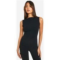 Womens Crepe Slash Neck Sleeveless Blouse - Black - 12 | boohoo (US & Canada)