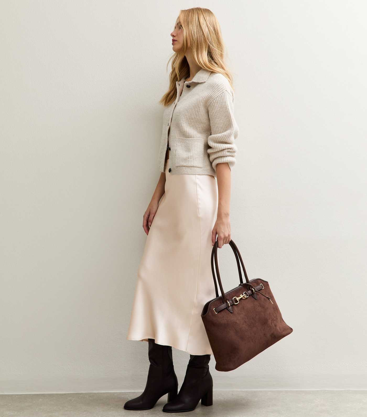 Pale Pink Satin Bias Cut Midi Skirt | New Look | New Look (UK)