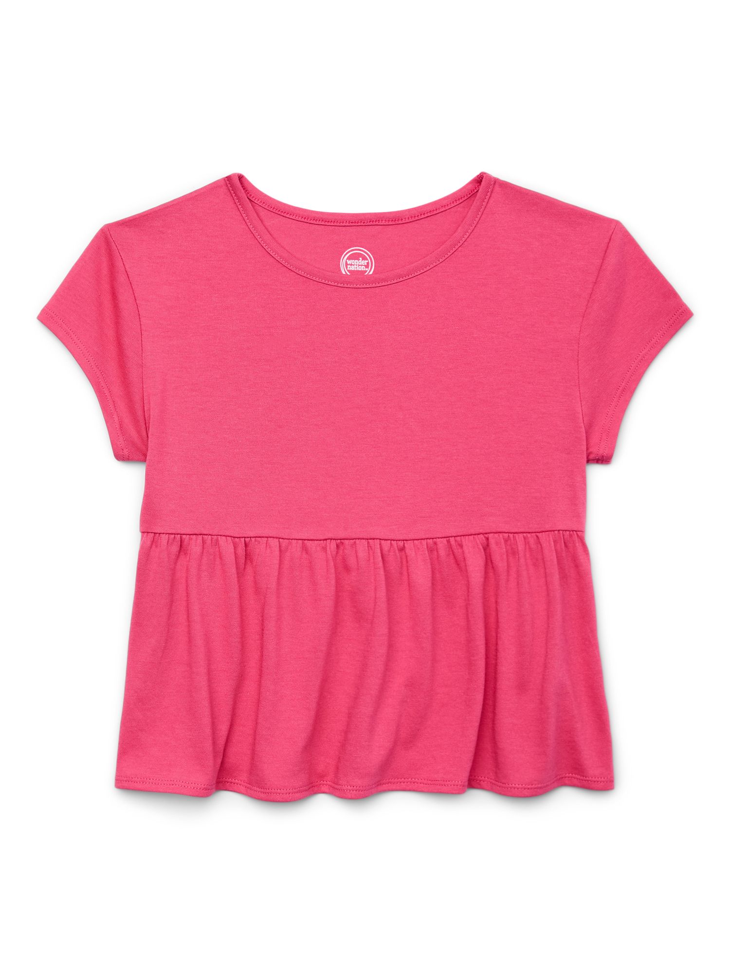 Wonder Nation Girls Short Sleeve Peplum Top, Sizes 4-18 & Plus | Walmart (US)