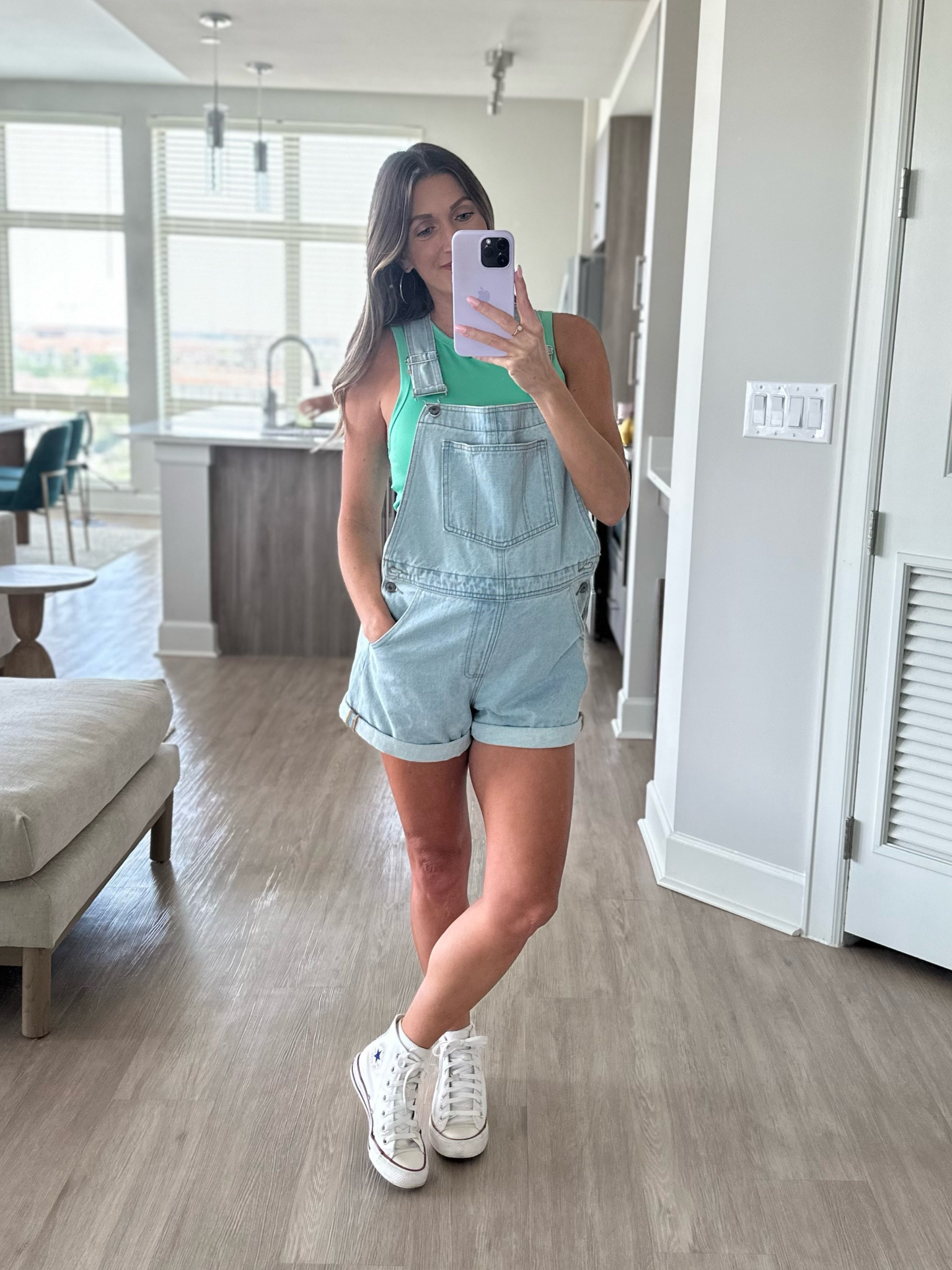 Cute light denim shortalls outfit. Perfect for pregnancy! Wearing size S

#LTKstyletip #LTKunder100 #LTKbump