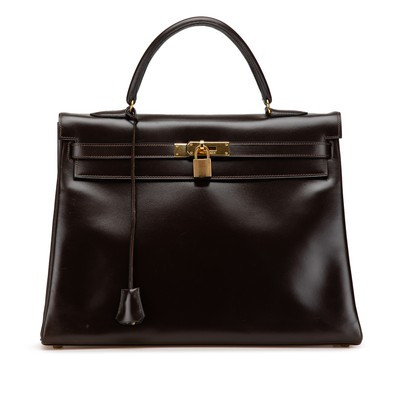 Authenticated Hermès Box Kelly Retourne 35 Brown Dark Calf Leather Satchel | eBay | eBay US