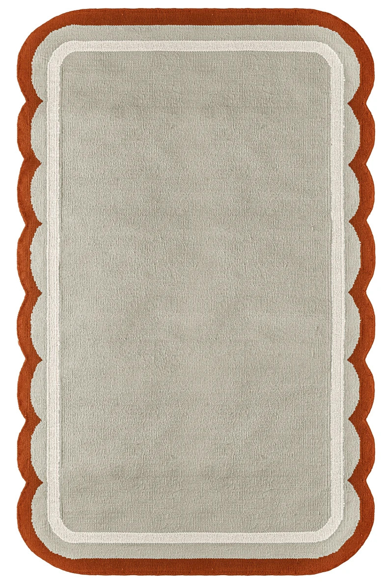 Scallop Edges Handwoven Wool Area Rug Bohemian Decor Finest - Etsy | Etsy (US)