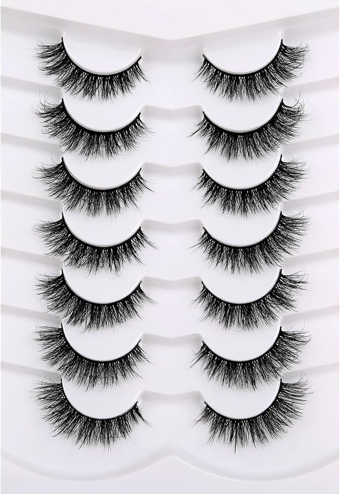 Pooplunch False Eyelashes Cat Eye Lashes Fluffy Volume Natural 8D Faux Mink Lashes Wispy Short Fa... | Amazon (US)