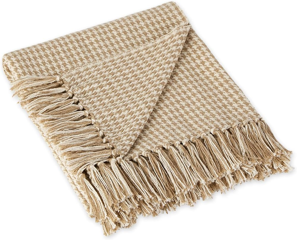 DII California Casual Houndstooth Woven Throw, Stone, 50x60 | Amazon (US)