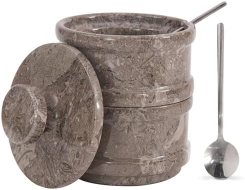 Radicaln Salt & Pepper Bowl – 5” Handmade Marble Oceanic Dual Salt Cellar With Lid – 2” E... | Amazon (US)