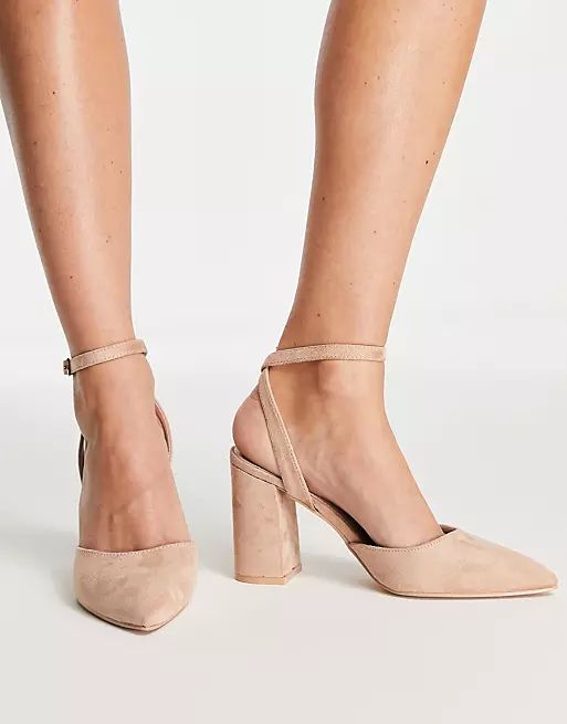 RAID Neima block heeled shoes in beige micro | ASOS (Global)