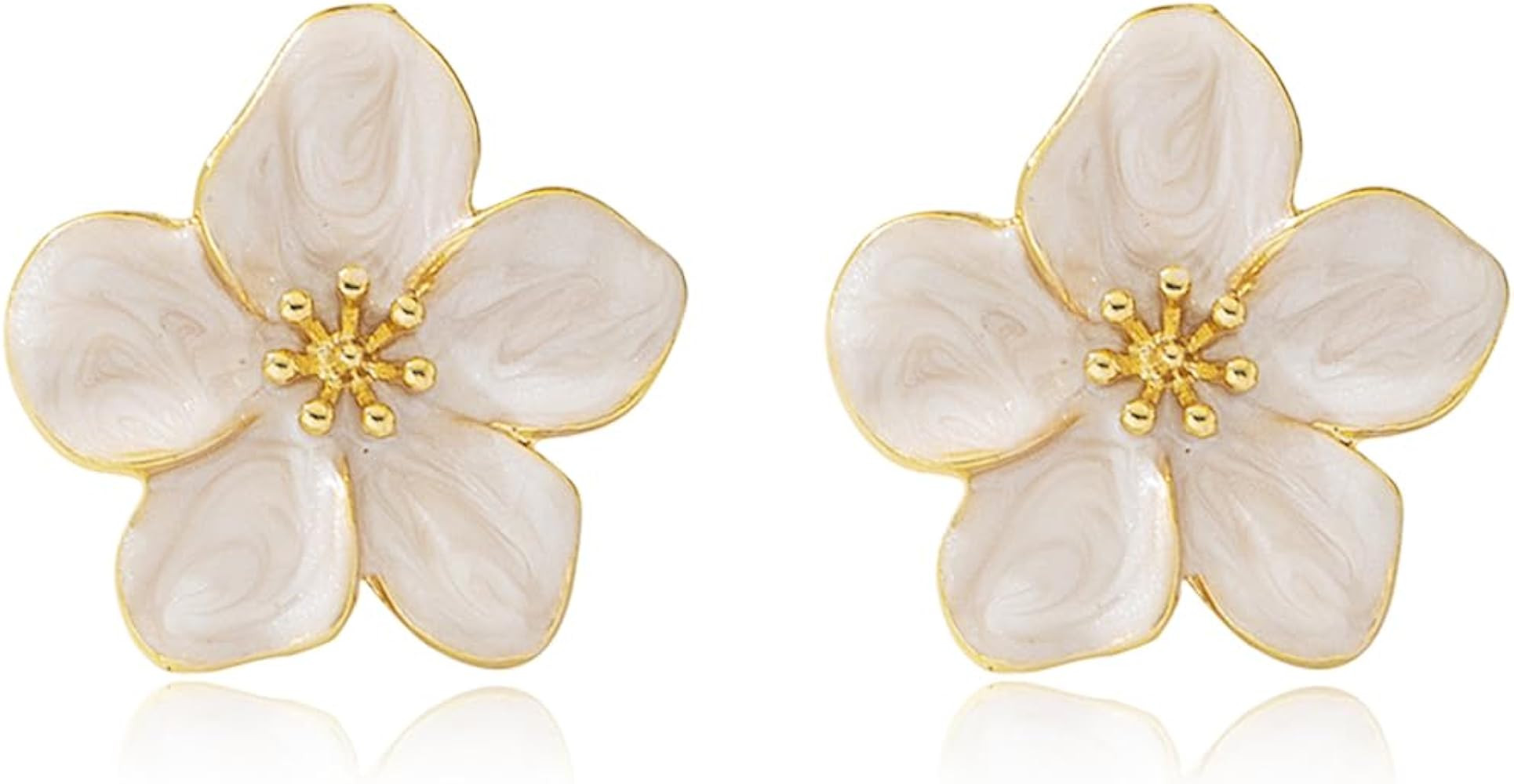Statement Flower Earrings for Women White Enamel Floral Earrings Boho Green Big Earrings for Wome... | Amazon (US)