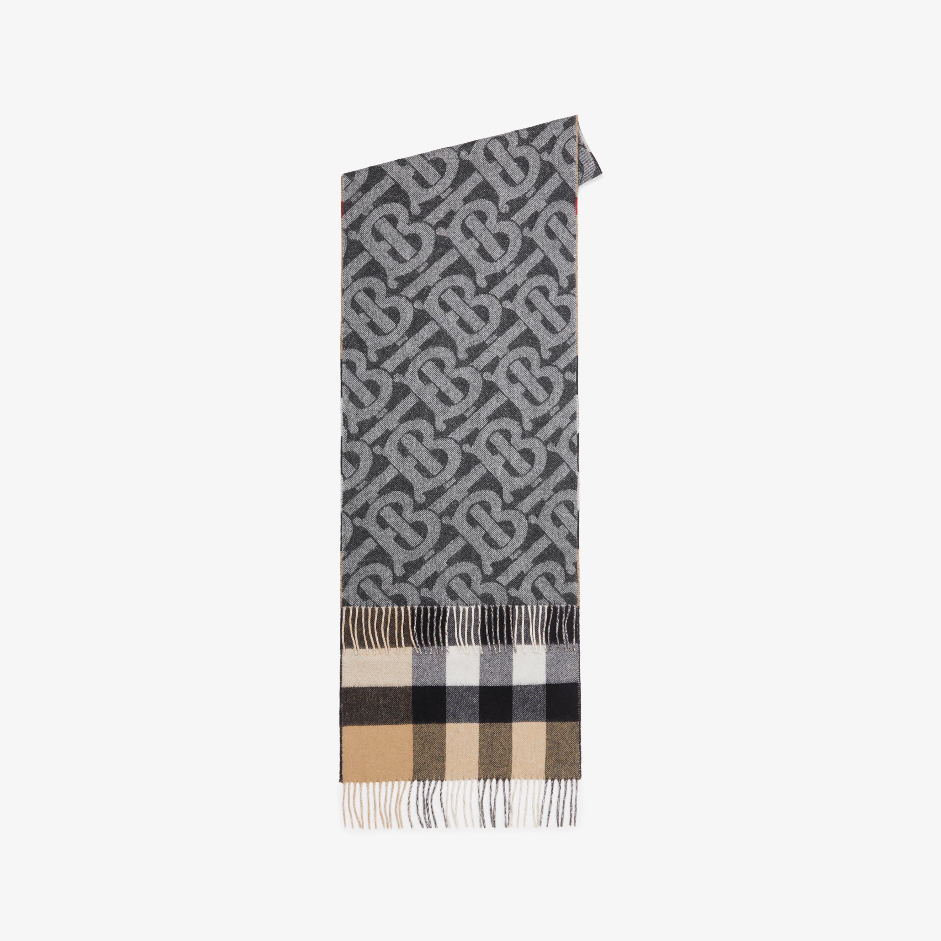 Reversible Check and Monogram Cashmere Scarf in Black/white | Burberry® Official | Burberry (US)