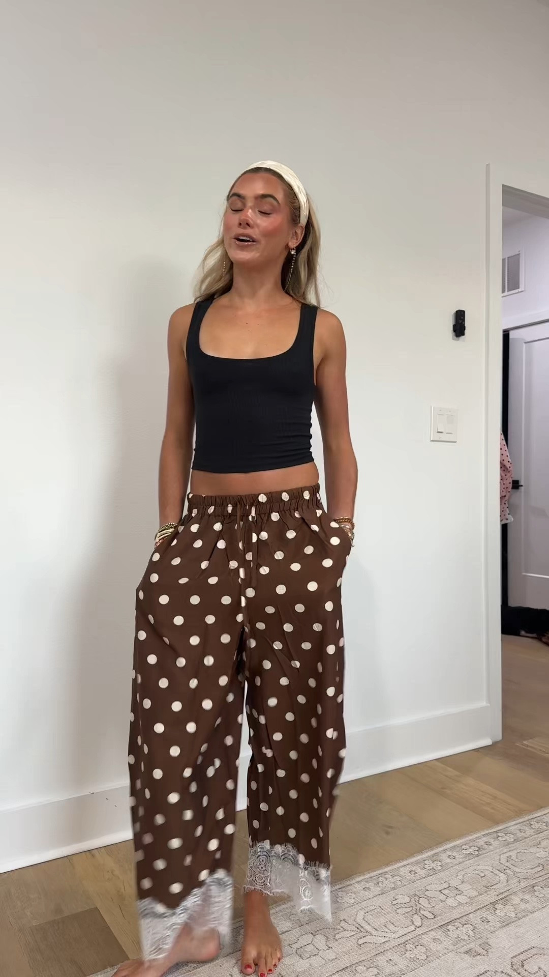 Amazon size xs Athlisan Womens Polka Dot Wide Leg Palazzo Pants High Waisted Summer Lace Trim Cropped Baggy Trousers with Pockets

#LTKootd #LTKTravel #LTKSaleAlert