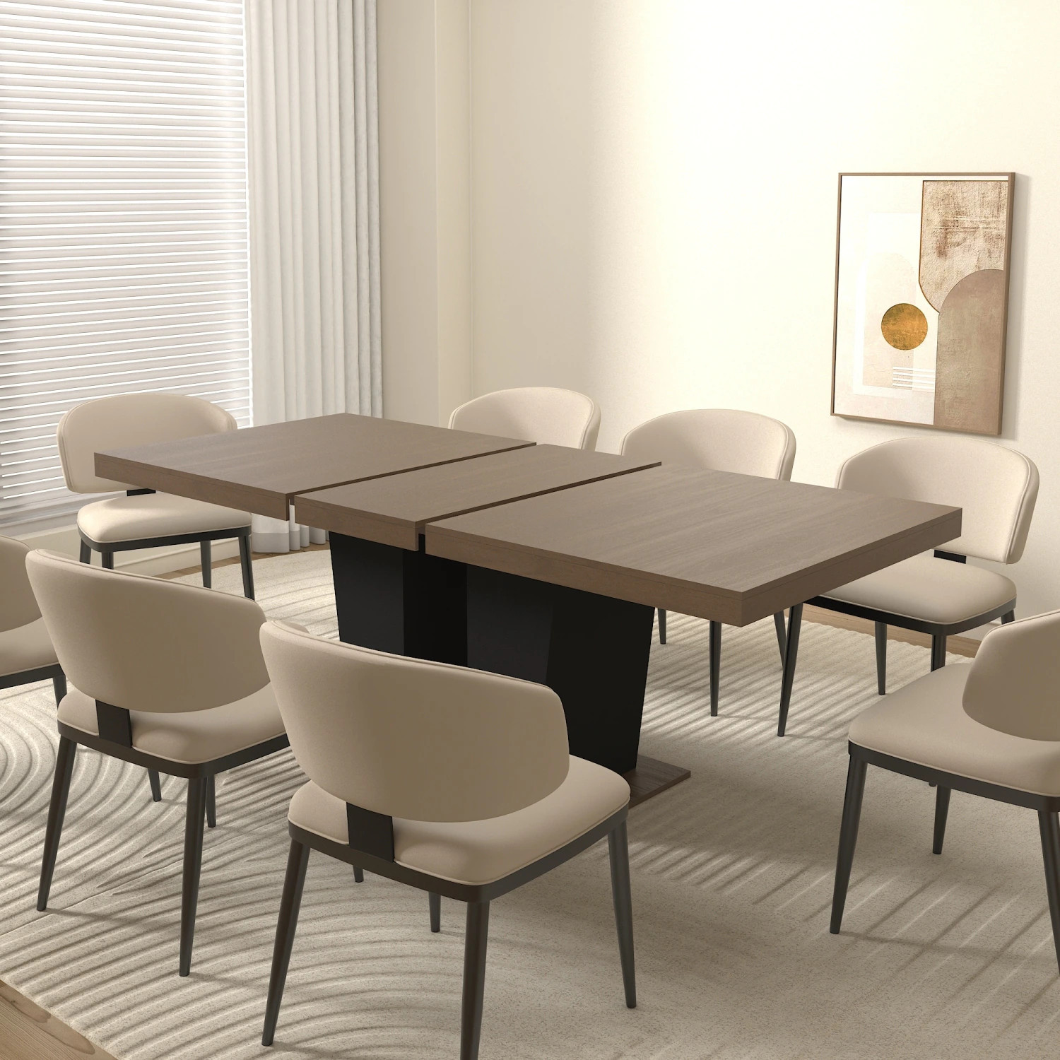 Streamdale Furniture Streamdale Extendable Dining Table 4-10 People Black Pedestal Base one_size | W1347S00007 | Lowe's