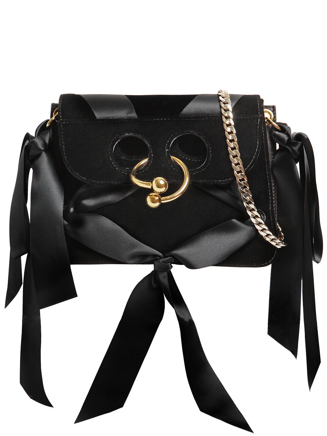 MINI PIERCE VELVET SHOULDER BAG W/ BOWS | Luisaviaroma