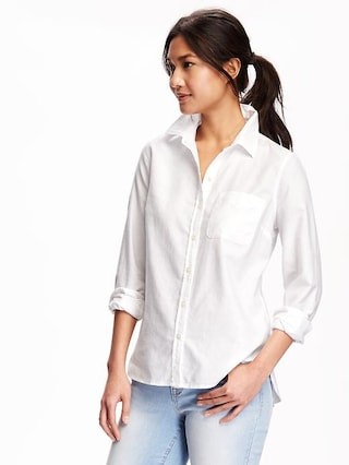 Old Navy Womens Classic Shirt For Women Bright White Size L | Old Navy US