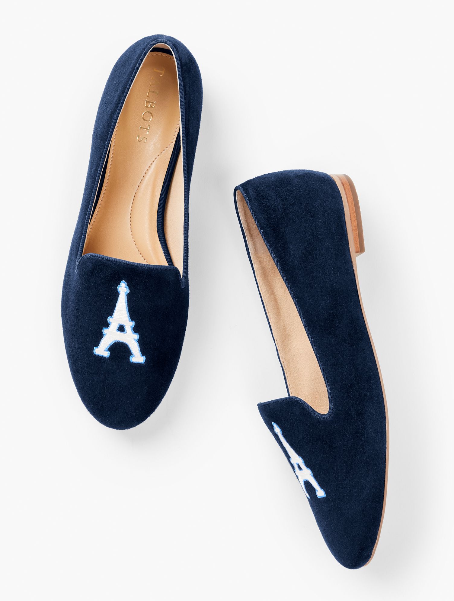 Ryan Embroidered Suede Loafers - Blue - 6M Talbots | Talbots