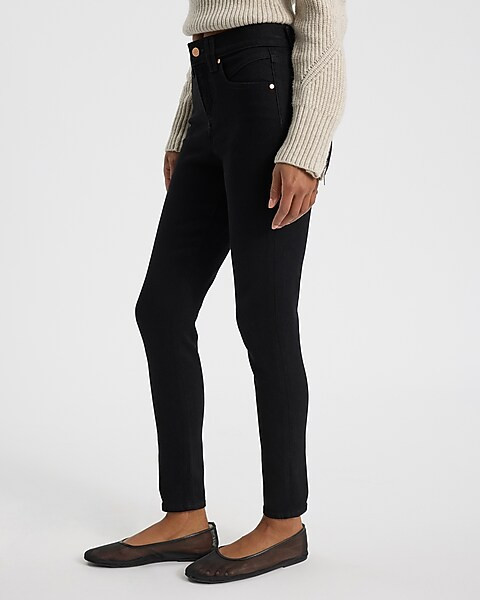 Mid Rise Black Hyper Sculpt Skinny Jeans | Express