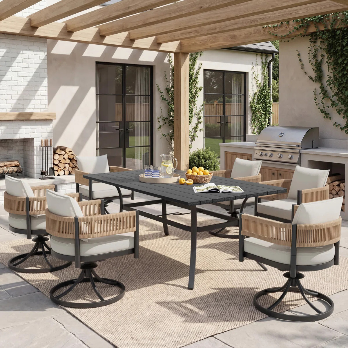 7-Pieces Wicker Steel Dining Sets | Wayfair North America