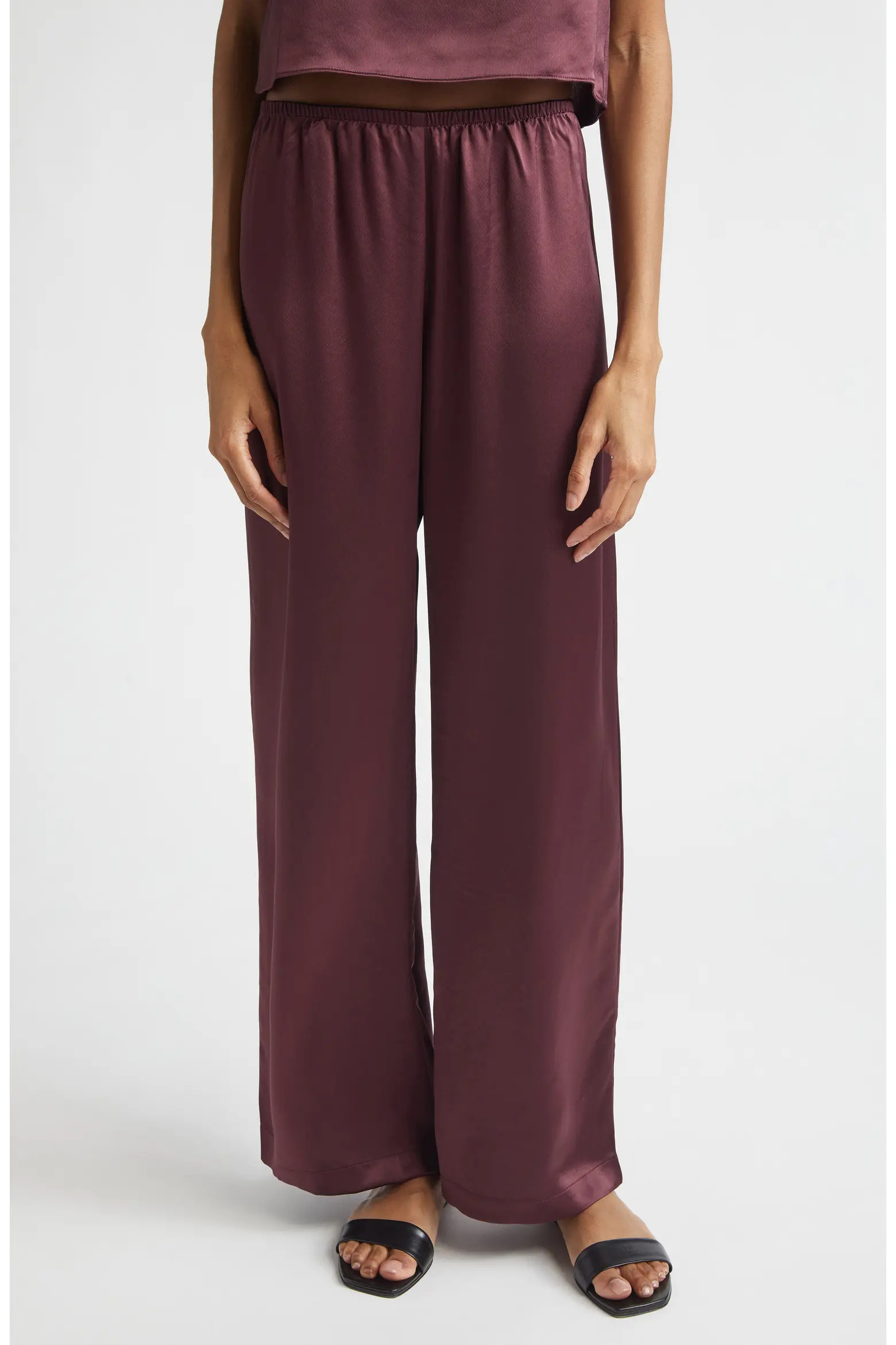 LESET Barb Wide Leg Satin Pants (Women) | Nordstrom | Nordstrom