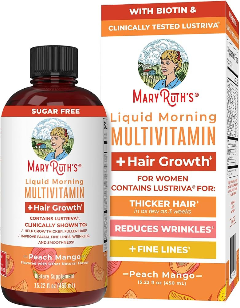 MaryRuth's Liquid Multivitamin + Lustriva® Hair Growth for Women| Biotin 10000mcg | Vitamin D | ... | Amazon (US)