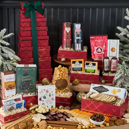 Season's Greetings Gift Tower | GourmetGiftBaskets.com