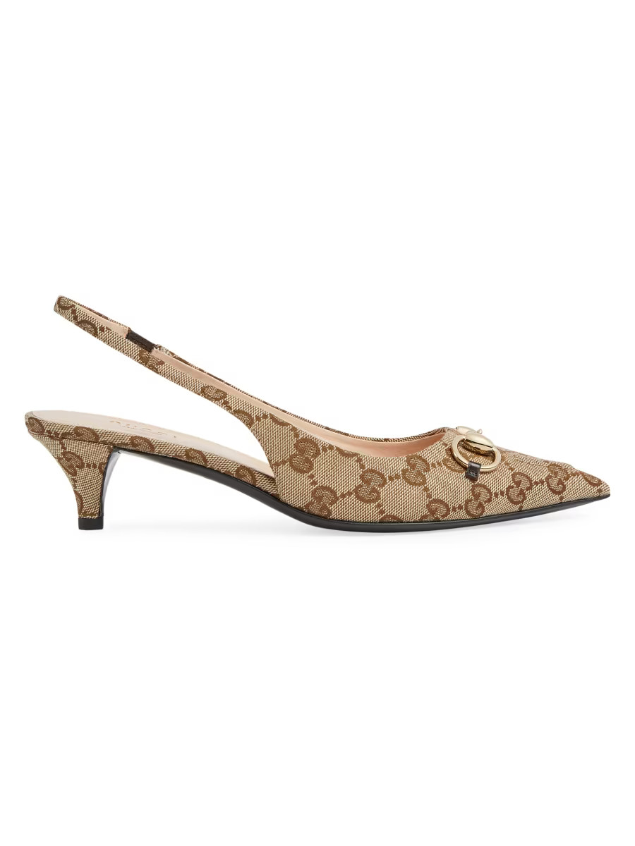 Erin 45MM GG Canvas Slingback Pumps | Saks Fifth Avenue