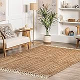 nuLOOM Raleigh Hand Woven Wool Area Rug, 4 ft x 6 ft, Natural | Amazon (US)