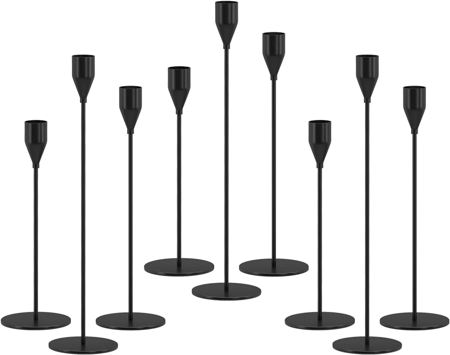 HBlife Set of 9 Matte Black Candle Holders for Taper Candles, Decorative Candlestick Holder for W... | Walmart (US)