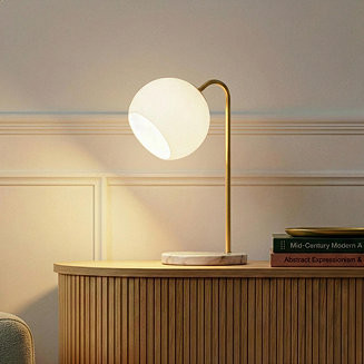 Krystal 14.5" LED Desk Lamp with Marble Base and Gold Accent | Macy's