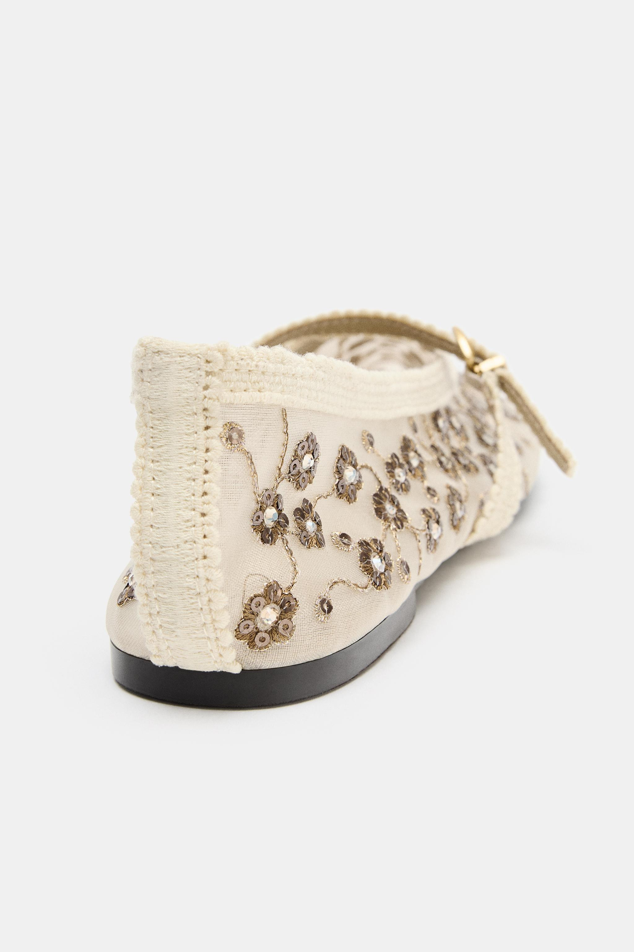 MESH BALLET FLATS WITH RHINESTONES | Zara US