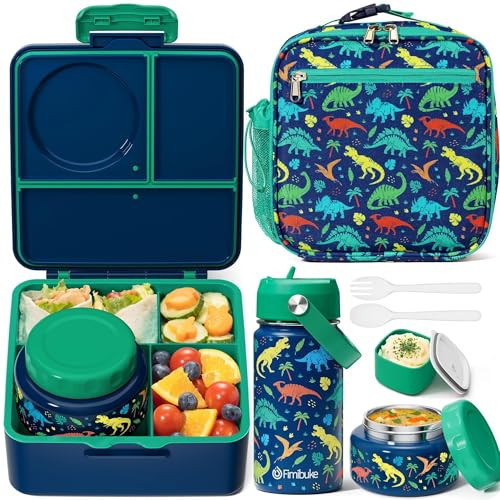 Fimibuke Bento Box for Kids Adult - Leakproof 3-4 Compartments Lunch Bento Box Set with Insulated Food Jar, Water Bottle, Lunch Bag, Sauce Cup & Cutlery for Toddler Teen Shcool Girl Boy Age 3+ | Amazon (US)