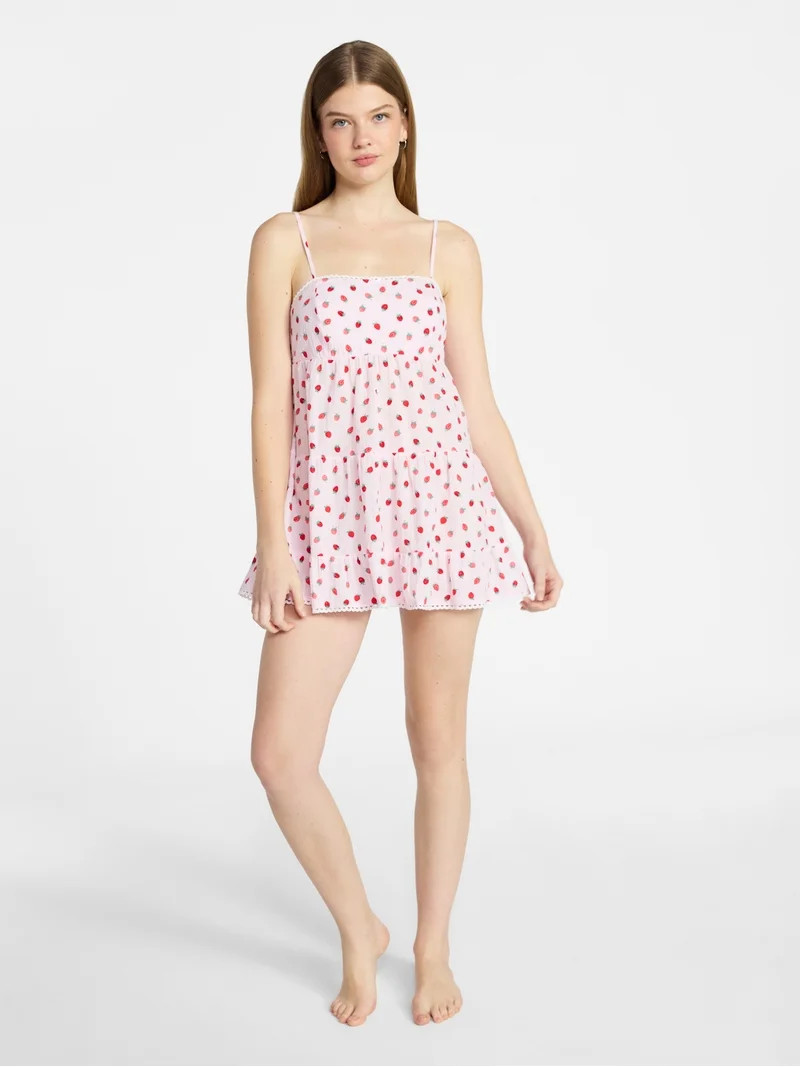 No Boundaries Sleeveless Tiered Babydoll Sleep Dress, Women's XS-XXL | Walmart (US)