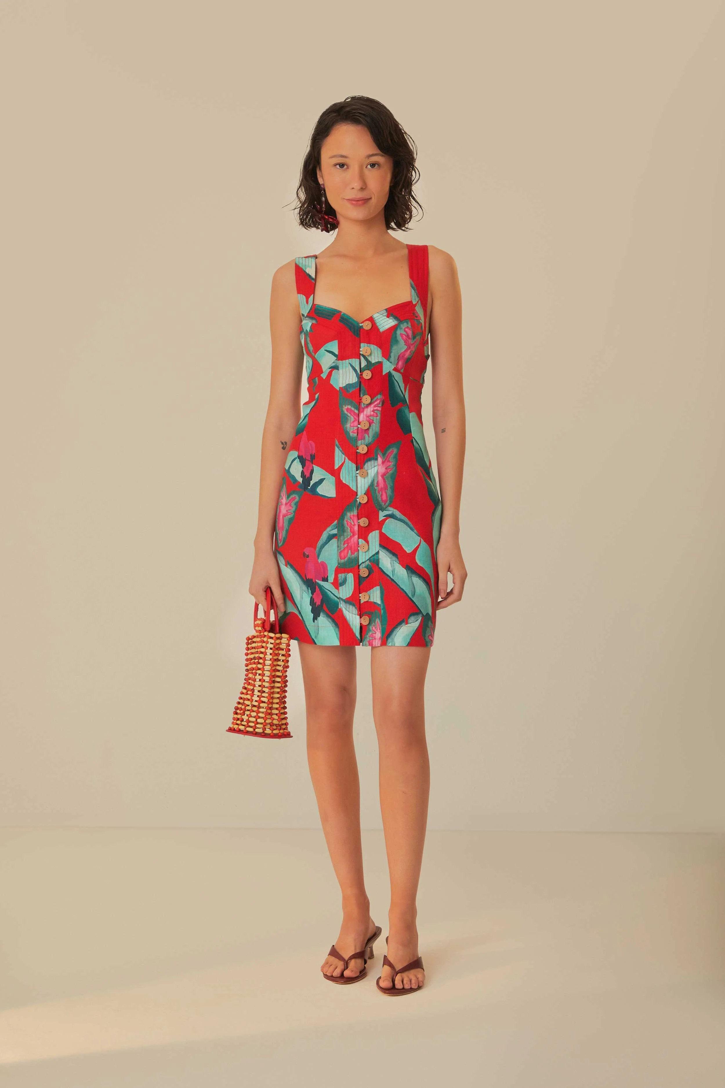 Red Summer Foliage Mini Dress | FarmRio (US)