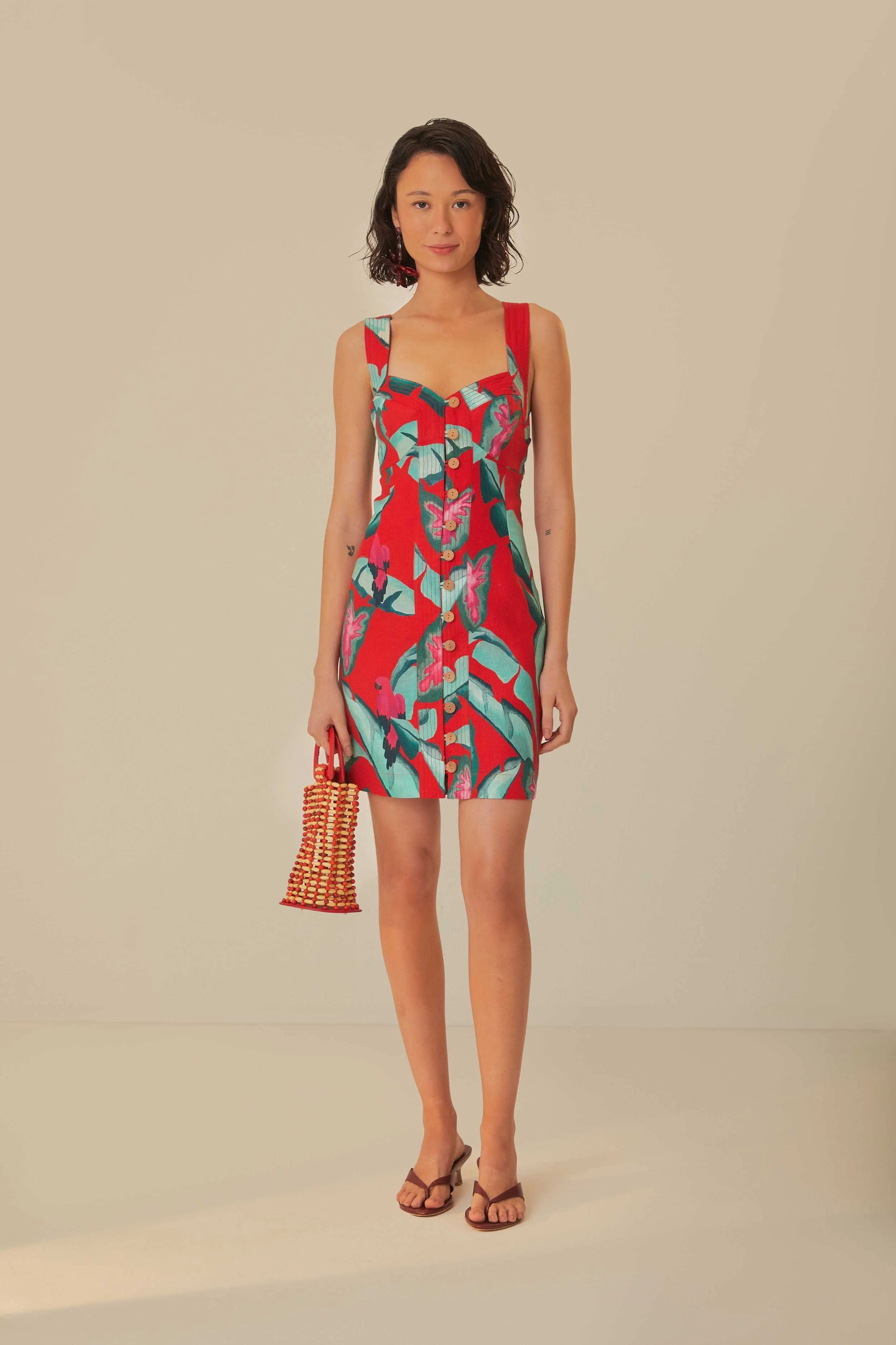 Red Summer Foliage Mini Dress | FarmRio