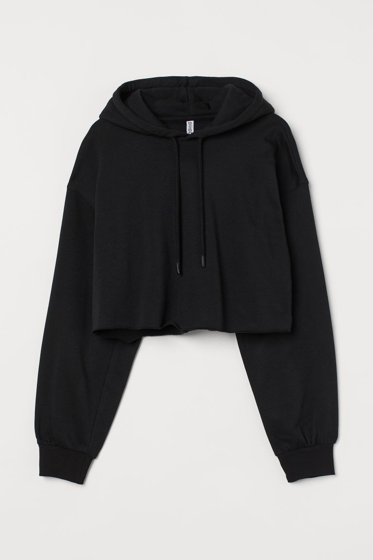 H & M - Crop Hoodie - Black | H&M (US + CA)