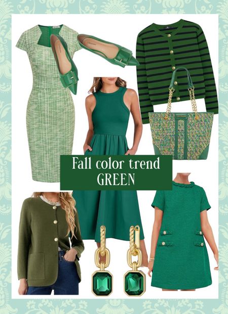Fall color trend: green
Fall dresses, fall sweaters, classic outfits 

#LTKOver40 #LTKFindsUnder50 #LTKFindsUnder100