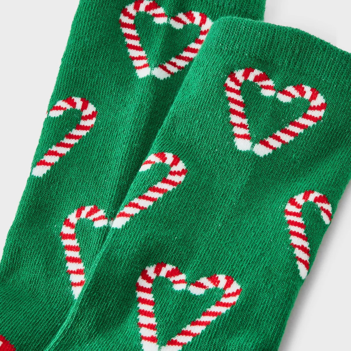 Kid's Candy Cane Hearts Christmas Crew Socks - Green/Red/White 2-5 | Target
