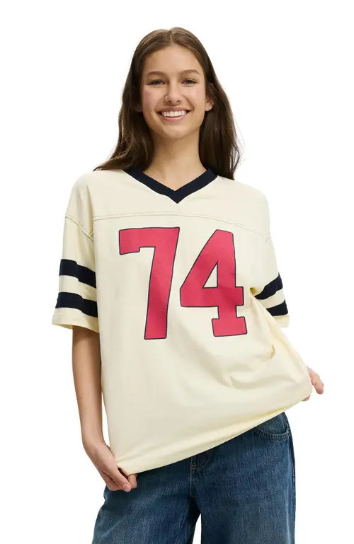 Cotton On Women's V Neck Oversized Graphic Tee in 74 Creme Fraiche at Nordstrom, Size Xx-Small | Nordstrom