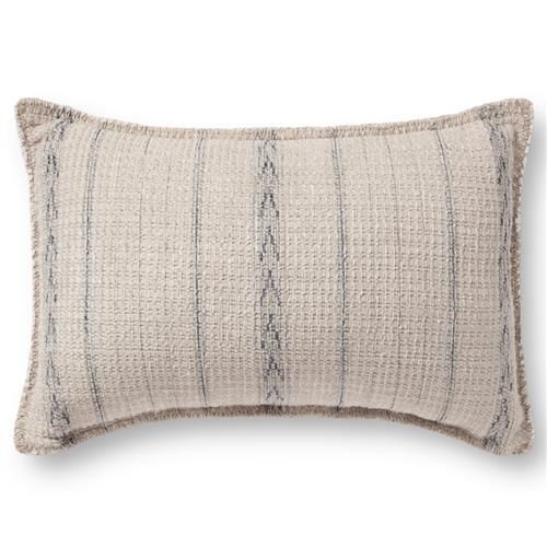 Loloi Andi Modern Classic Beige Striped Lumbar Pillow - 16x26 | Kathy Kuo Home