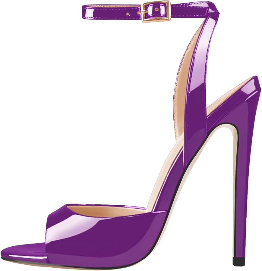 onlymaker Women's Fashion Peep Toe Ankle Sandals Cross Buckle Strap Sexy Open-back Stiletto High ... | Amazon (US)