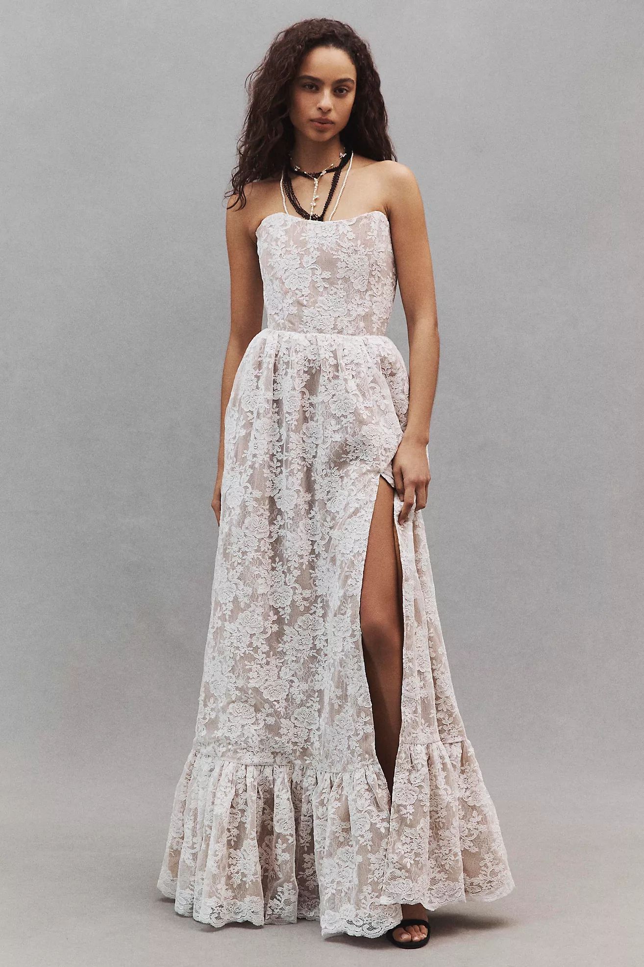 V. Chapman Charlotte Lace Strapless Maxi Gown | Anthropologie (US)