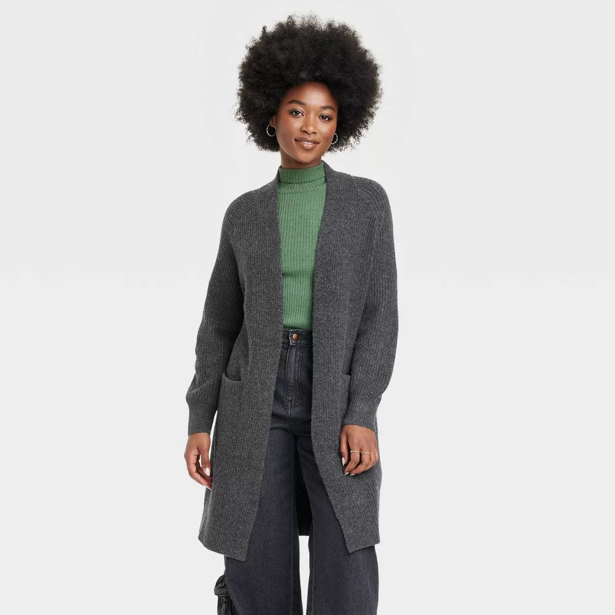 Women's Cashmere-Like Long Layering Cardigan - Universal Thread™ Dark Gray S | Target