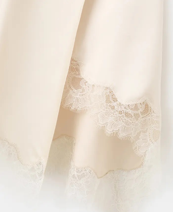 Lace Trim Satin Skirt | Nordstrom
