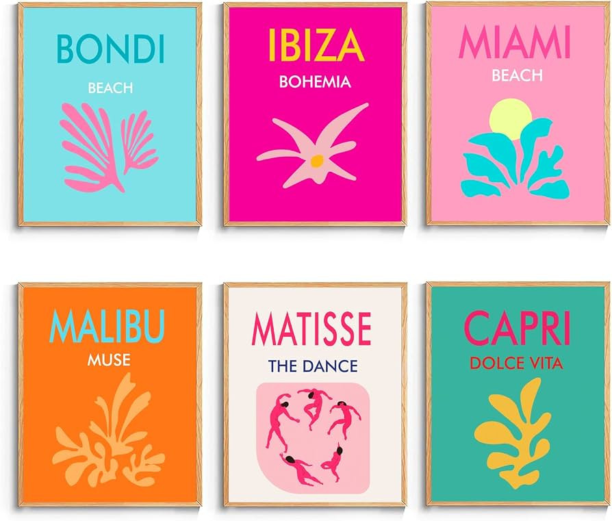 Preppy Room Decor Aesthetic Wall Art Prints -Set of 6 Preppy Wall Art Exhibition Poster & Prints,... | Amazon (US)