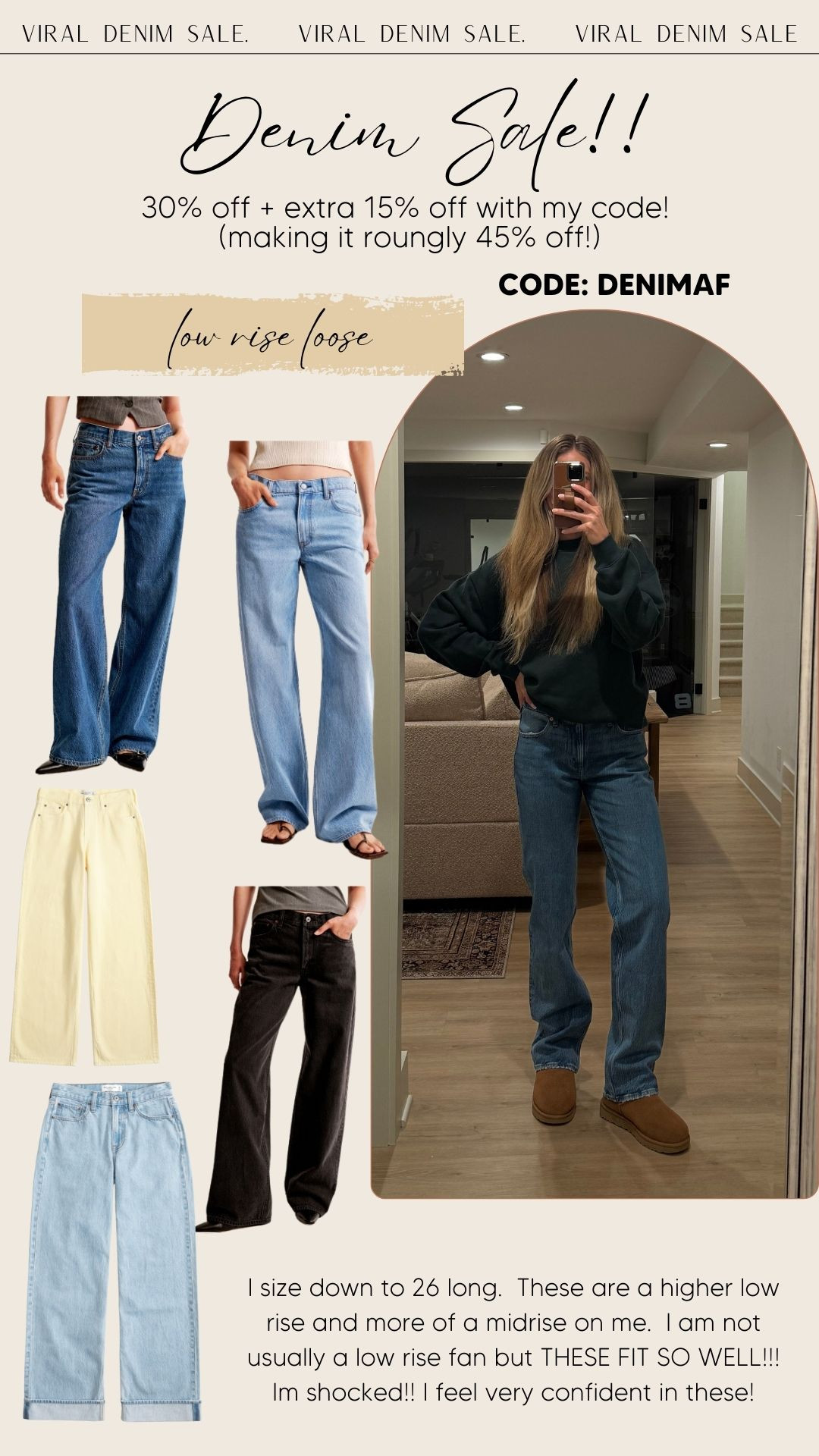 Some of my favorite jeans!! I feel cool wearing them haha!! They are a different style than what I usually wear but I get complimented every time I wear them!
Run on the looser side but intended to be that way. 
I still get my true size.  They are also so comfortable! I wore them on a 8 hour road trip (twice). 
(27 long but if you don’t want a looser fit size down)