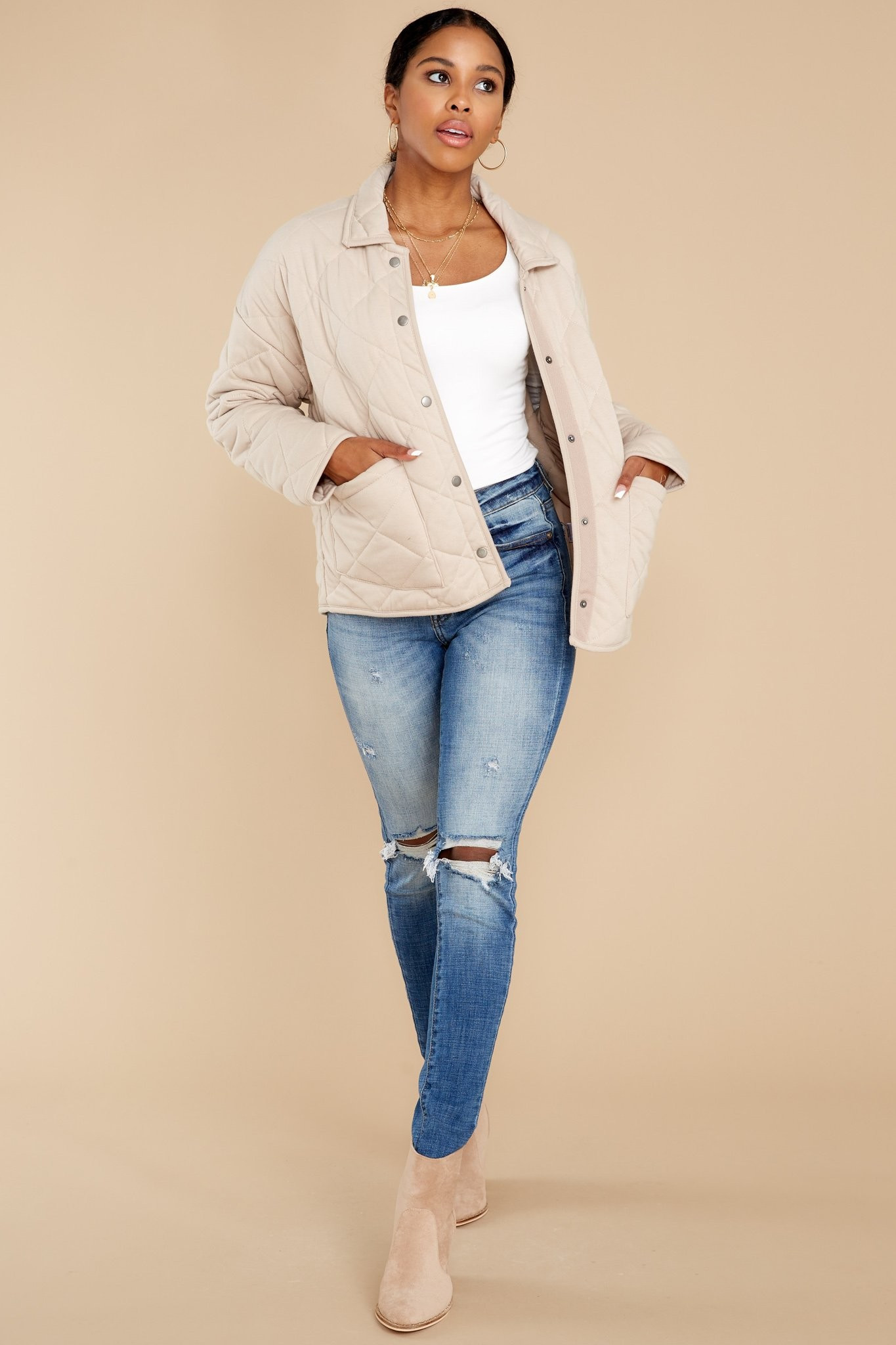 Chic Business Light Taupe Jacket | Red Dress 