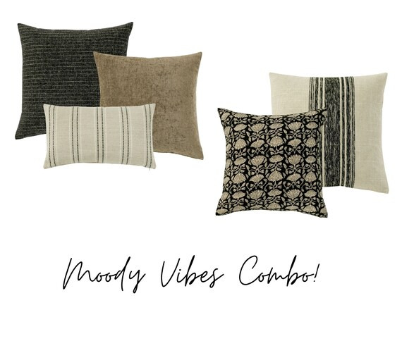 Lule and Co Curated Collection Harlow, moody pillow covers, dark pillow combinations, neutral pil... | Etsy (US)