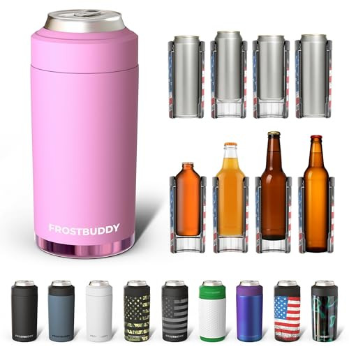 Frost Buddy Universal Can Cooler - Fits all - Stainless Steel Can Cooler for 12 oz & 16 oz Regular or Slim Cans & Bottles - Stainless Steel (Gumdrop) | Amazon (US)