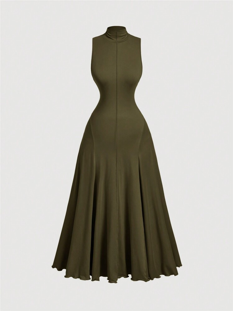 SHEIN MOD Plus Size Apricot Turtleneck Sleeveless Dress For Women,Fall Long Dresses,Cruise Women Outfits,Elegant Dress,Evening Dress,Fall Women Dresses,Prom Dress,Halloween Dress,Homecoming Dresses,Beach Women Outfits,Dress,Vintage Dress,Birthday Dresses For Women | SHEIN